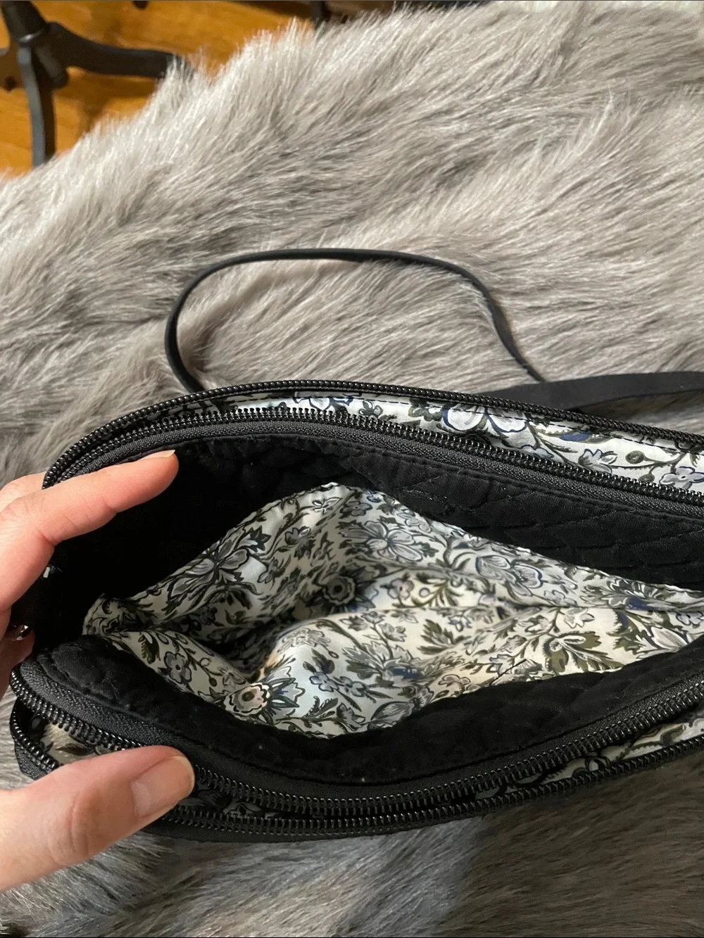 Vera Bradley Black Quilted Crossbody Messenger Bag